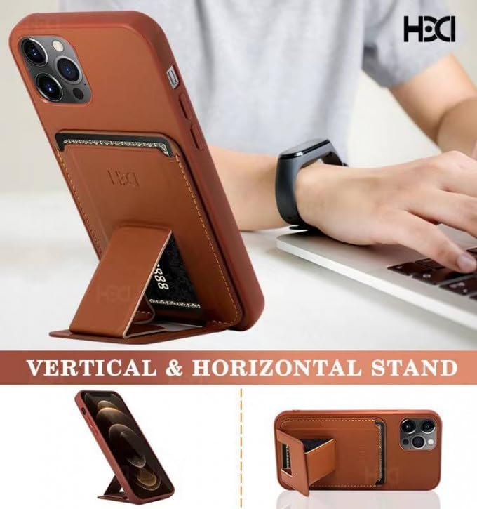 HDD iPhone 14 Pro Ultra Slim Phone Case with Card Holder Grip | Brown HDD iPhone 14 Pro Ultra Slim Phone Case with Card Holder Grip | Brown